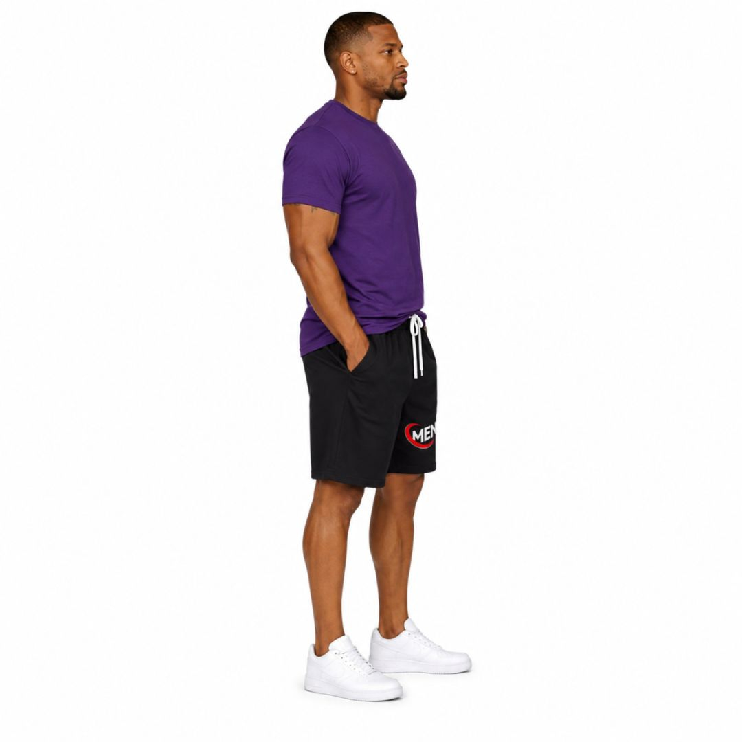 Purple Casual T Shirt & Black Graphic Shorts Set